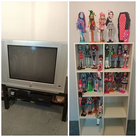 Before and after installing my doll shelf!! 10 minutes after I took