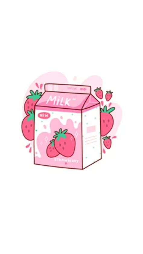 Kawaii Milk Pink Strawberry Hd Phone Wallpaper Peakpx 59 Off