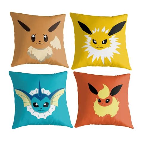 Eevee Evolutions Throw Pillows: Pokemon Inspired Filled