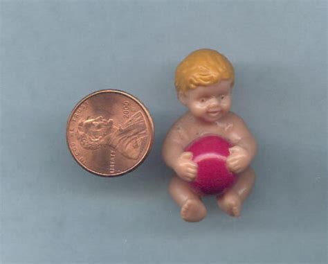 Miniature Dollhouse Naked Baby Girl W Red Ball Ebay