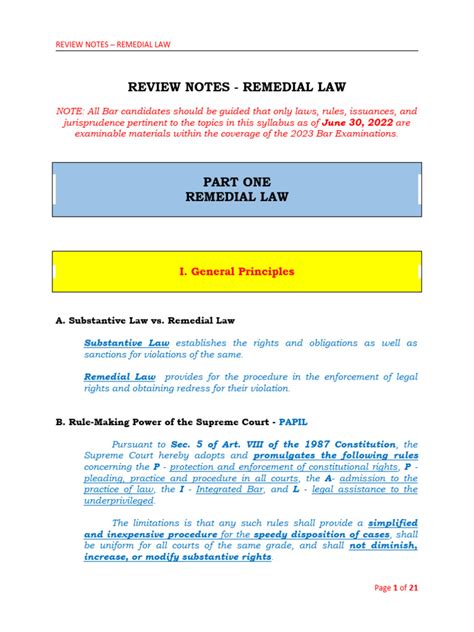 Review Notes Remedial Law Pdf