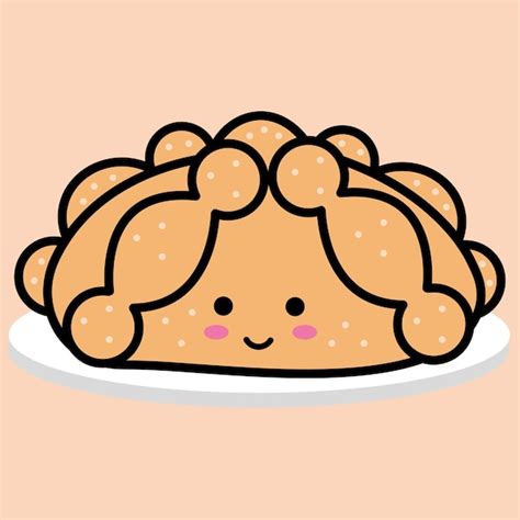 Premium Vector Cute Smiling Mexican Pan De Muerto Kawaii Style Pan De