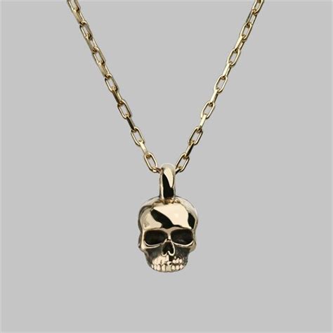 Small Skull Necklace Carat Yellow Gold With Images Skull Pendant