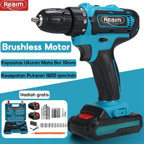 Jual Reaim 198VF Mesin Bor Impact Drill Brushless10mm Bor Listrik Mesin