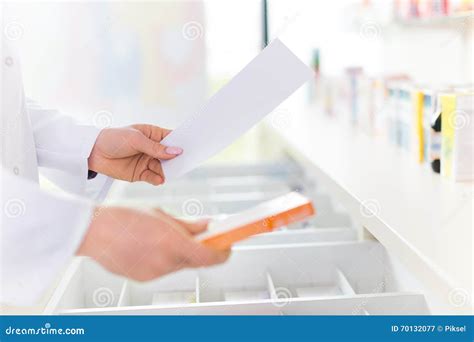 Pharmacist Filling Prescription Stock Image Image Of Filling