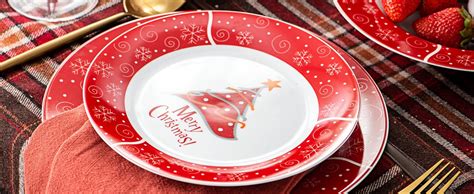 VEWEET Série Christmastree Ensemble Assiette en Porcelaine 18 pièces