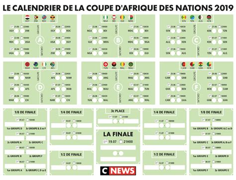 Téléchargez le calendrier de la Coupe d Afrique des Nations 2019 en PDF