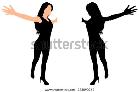 Beautiful Young Woman Spreading Hands Vector Stock Vector Royalty Free