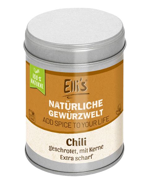 Chili geschrotet mit Kern extra scharf Ellis Natürlichen Gewürze