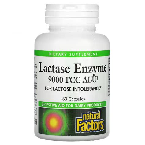 Фермент лактаза Natural Factors Lactase Enzyme, 9000 FCC ALU, 60 капсул ...