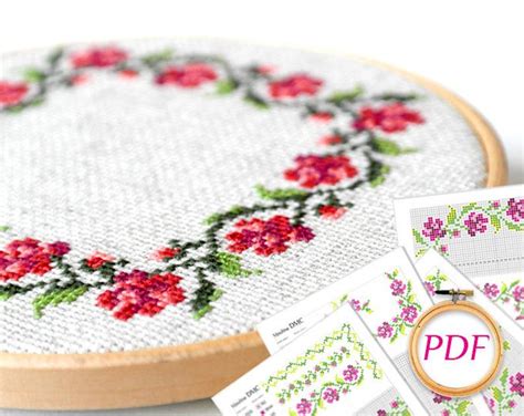 Roses Cross Stitch Pattern Flower Cross Stitch Border For Etsy