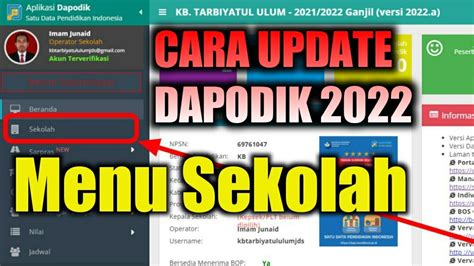 CARA MENGISI MENU SEKOLAH DAPODIK 2022 YouTube