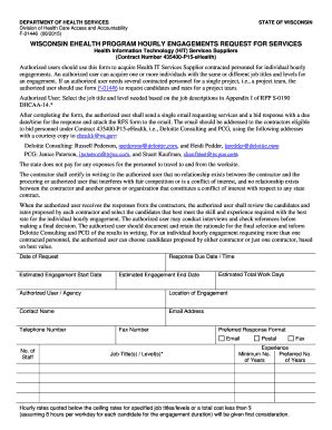 Fillable Online Dhs Wisconsin RFS Form Hourly Engagement Fillable Pdf