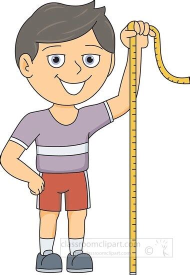 Mathematics Clipart-boy measuring height with measuring tape clipart