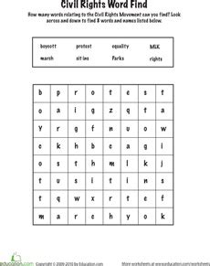 Civil Rights Word Find Worksheet Education Word Find Black