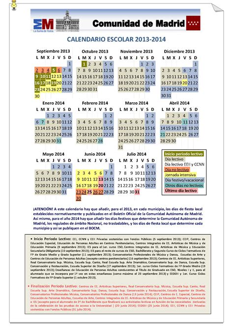 Calendario Escolar Comunidad De Madrid Rea De Educaci N Iucm