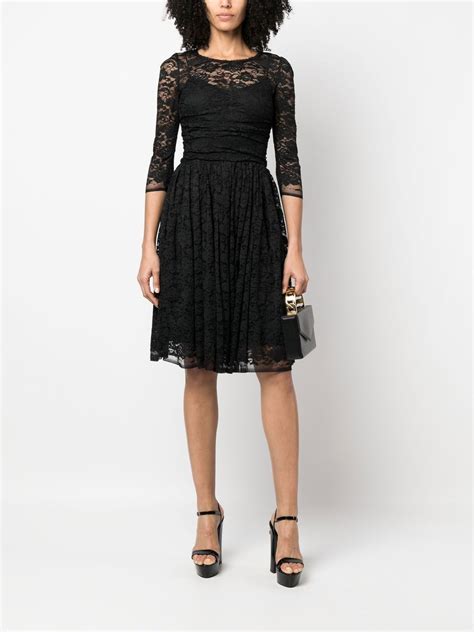 Pre Owned Dolce And Gabbana 2000s A Line Lace Dress In Black Modesens