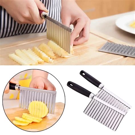 Stainless Steel Potato Chip Wavy Cutter Dough Vegetable Fruit Crinkle