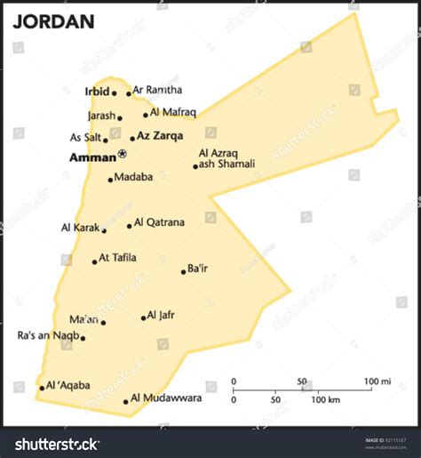 Jordan Country Map Stock Vector Illustration 92115167 : Shutterstock