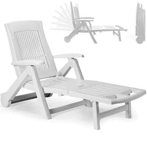 Chaise Longue Zircone Pliable Blanc Plastique Pvc Dossier R Glable