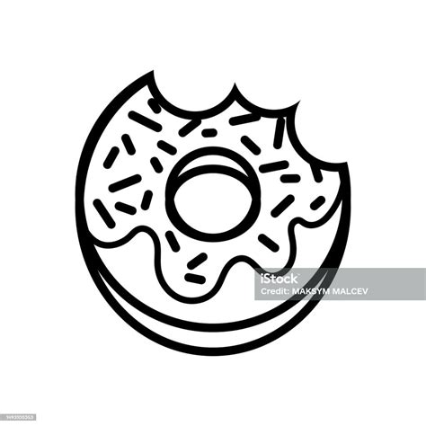 Donut Line Icon Delicious Food Illustration For Design Vector Isolated On White Background Stock