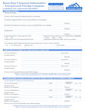 Fillable Online Know Your Customer Information Unregistered Foreign