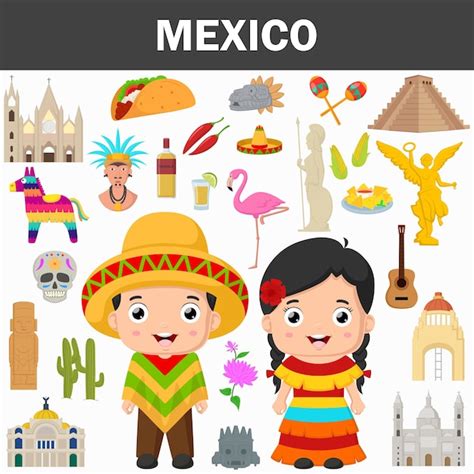 Premium Vector Set Of Mexico Famous Landmarks