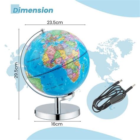 Globe Terrestre 23 cm COSTWAY Carte des constellations Déco de