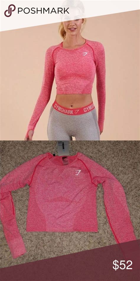 Nwt Gymshark Seamless Long Sleeve Crop Top Size L Sherbet Marl