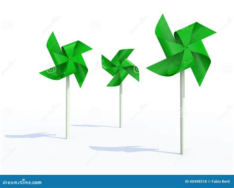 Green Pinwheel Made With Paper Vector Illustration On Light Background