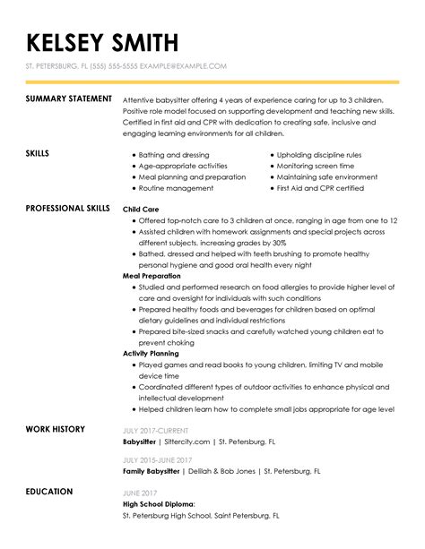 Professional Child Care Resume Examples Livecareer