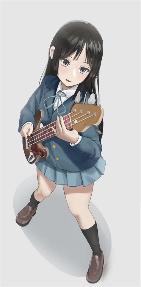 Safebooru 1girl Absurdres Akiyama Mio Bangs Bass Guitar Black Eyes Black Hair Black Socks