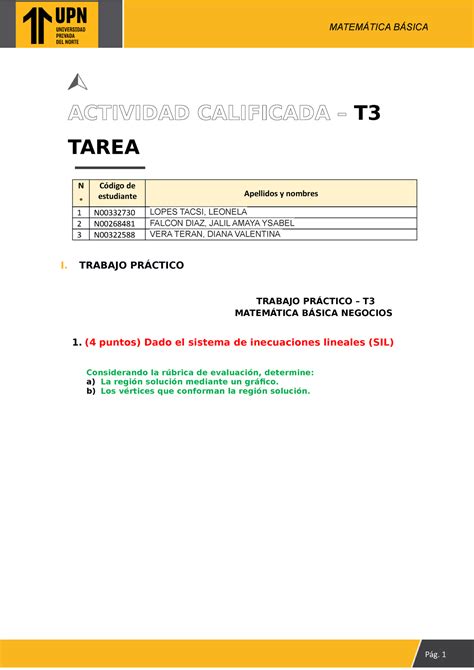 T3 Matematica Basica Grupo 6 ACTIVIDAD CALIFICADA T TAREA N