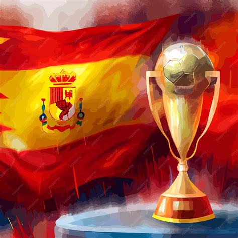 Premium Photo | Soccer world cup trophy with the spain flag