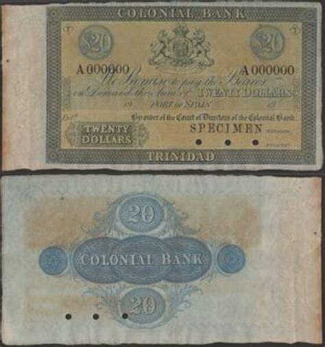 Dollars Colonial Bank Trinidad And Tobago Numista