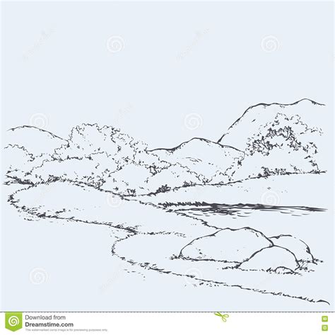 与橡树的山风景 得出花卉草向量的背景 向量例证 插画 包括有 例证 照片 峭壁 室外 道路 海景 73233141