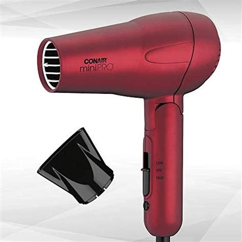 Conair Minipro Tourmaline Ceramic Travel Hair Dryer With Folding Handle Red