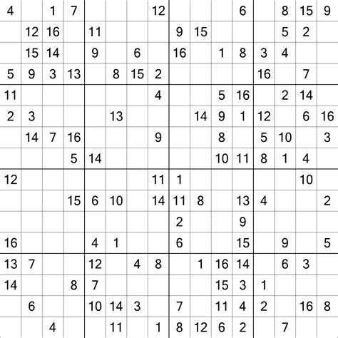 Free Printable 16x16 Sudoku Puzzles Web 16x16 Sudoku Is Also Called