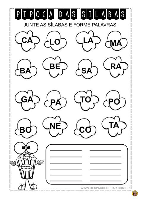 Pipoca Das Palavras Para Leitura Slabas Simples E Complexas