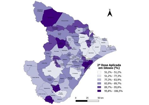 Percentual De 2º Doses Aplicadas Na População Idosa Por Município