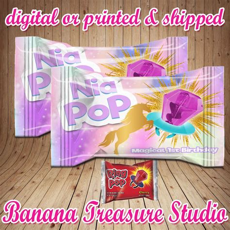 Unicorn Ring Pops Custom Candy Wrappers Party Favors Etsy