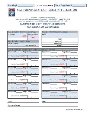 Fillable Online Dmc Fullerton Far Confidential Index Sheet Multiple