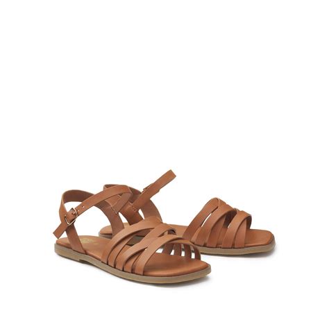 Sandalias Planas Con Tiras Trenzadas Camel La Redoute Collections La