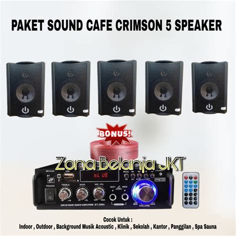 Jual PAKET SOUND SYSTEM CAFE RESTO SPEAKER CRIMSON 4 INCH 5 SPEAKER USB