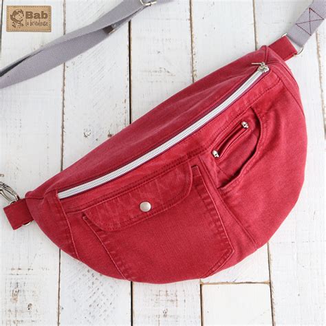 Sac Banane En Jean Upcycl Rouge Bordeaux Bab La Bricoleuse