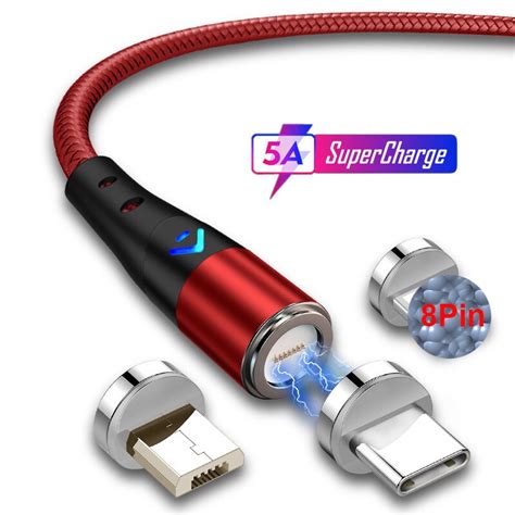 Cable de carga magnético 5A tipo C Cable USB C de carga súper rápida