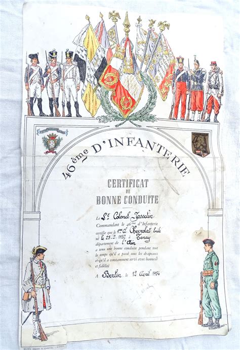 Certificat De Bonne Conduite R Giment D Infanterie Berlin Ffa