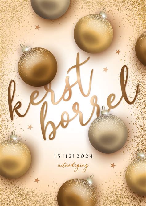 Uitnodigingskaart Kerstborrel Gouden Kaartje Go