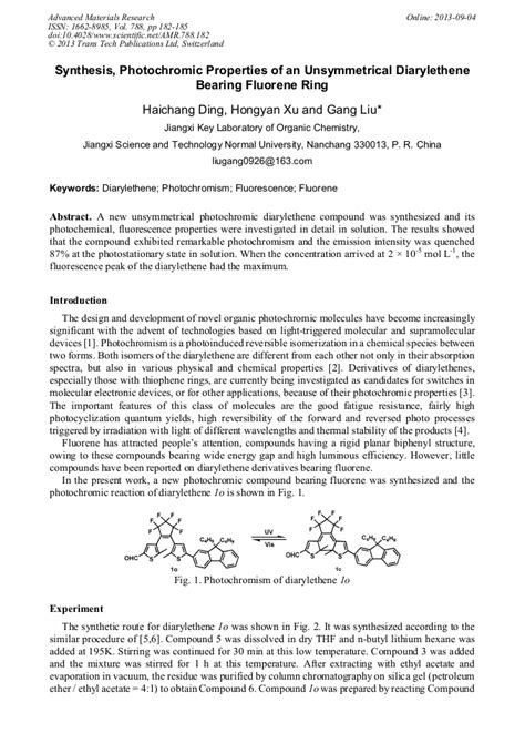 Synthesis Photochromic Properties Of An Unsymmetrical Diarylethene