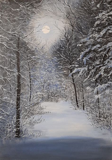 Winter forest Painting by Andrii Tkachenko